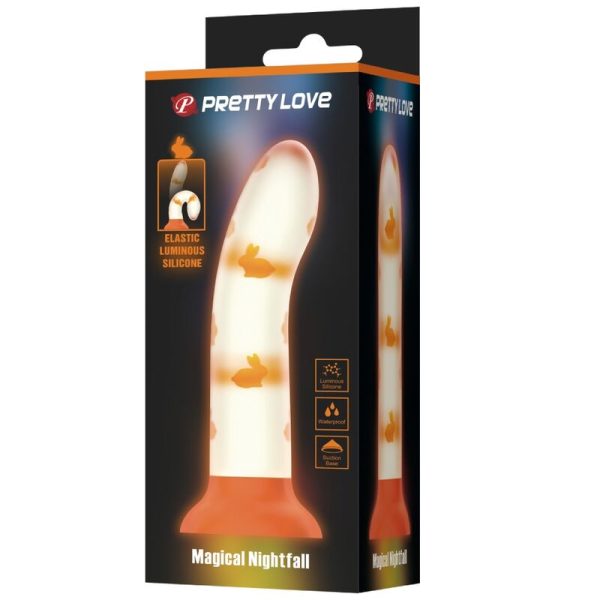 PRETTY LOVE - DILDO MÁGICO NIGHTFALL SEM VIBRAÇÃO LUMINOSO LARANJA - Imagen 4