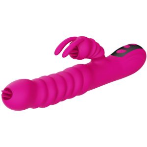 ARMONY - VIBRADOR MULTIFUNCIONAL DE LÃNGUA DUPLA DE COELHO FÃCSIA EFEITO DE CALOR