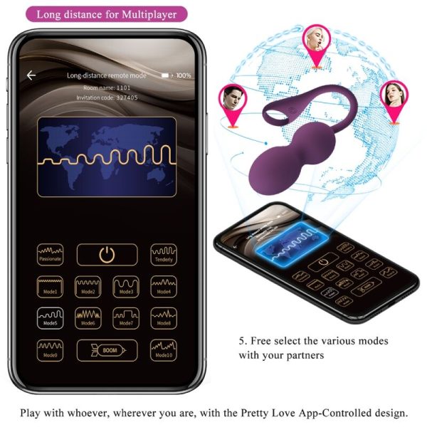 PRETTY LOVE - ELVIRA KEGEL BALLS APP CONTROLE REMOTO ROXO - Imagen 14