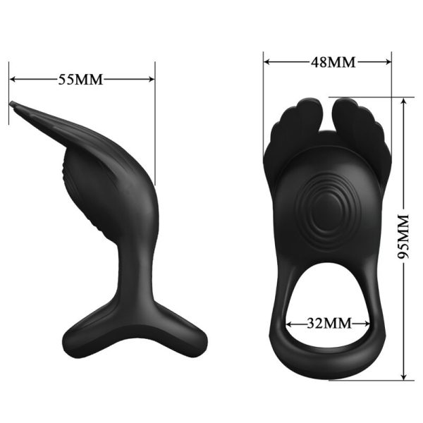 PRETTY LOVE - ANEL PARA PÊNIS VIBRANTE 7 VIBRAÕES SILICONE PRETO - Imagen 6
