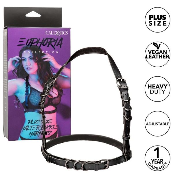 CALIFORNIA EXOTICS - EUPHORIA PLUS SIZE HALTER FIVELA ARNÊS PRETO - Imagen 2