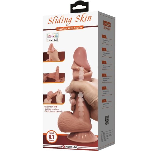 PRETTY LOVE - SÉRIE SLIDING SKIN DILDO REALÍSTICO COM VENTOSA DESLIZANTE PELE MARROM 19,4 CM - Imagen 7