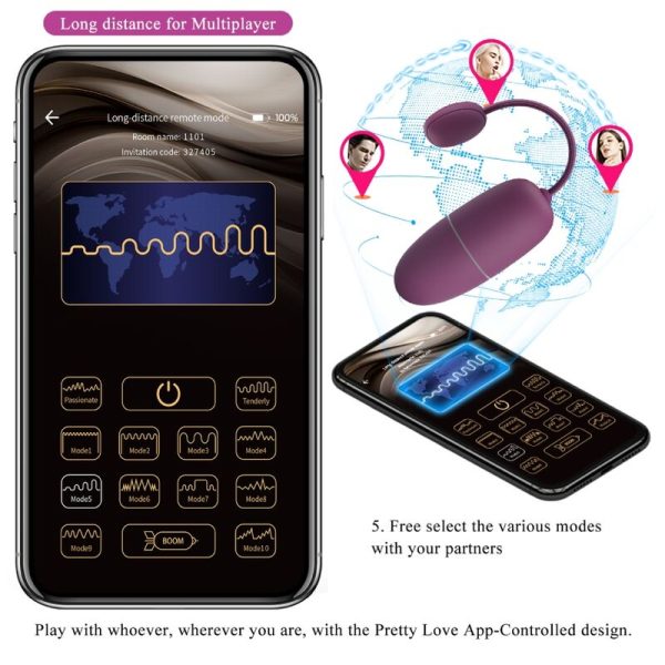 PRETTY LOVE - OVO VIBRANTE NINFA APP CONTROLADO LILA - Imagen 15
