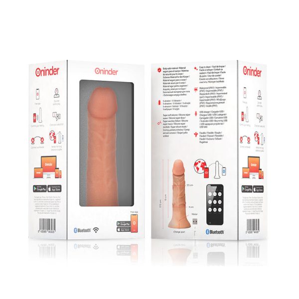 ONINDER - VIBRADOR PEQUENO BOGOTÁ DILDO 9 VELOCIDADES NATURAL 22 CM -O- 4,5 CM - APLICATIVO GRATUITO - Imagen 7