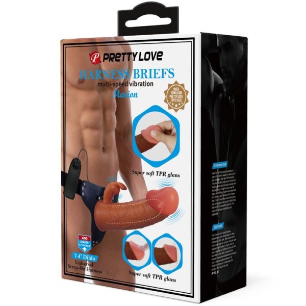 PRETTY LOVE - MARION HARNESS CUECAS UNIVERSAIS COM DILDO VIBRATÓRIO 19 CM MARROM - Imagen 9