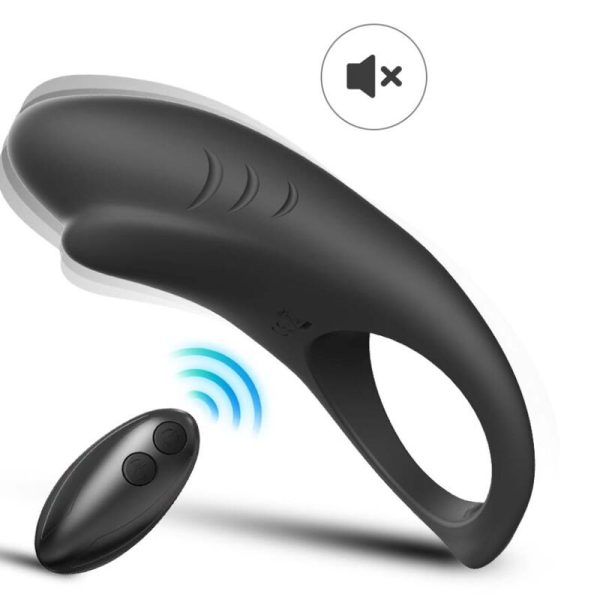 ARMONY - ANEL VIBRADOR SHARK PARA CASAIS CONTROLE REMOTO PRETO - Imagen 2