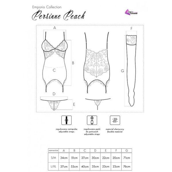 LIVCO CORSETTI FASHION - CONJUNTO PERSINNE PÊSSEGO CORSET + CALCINHA + MEIAS - Imagen 5