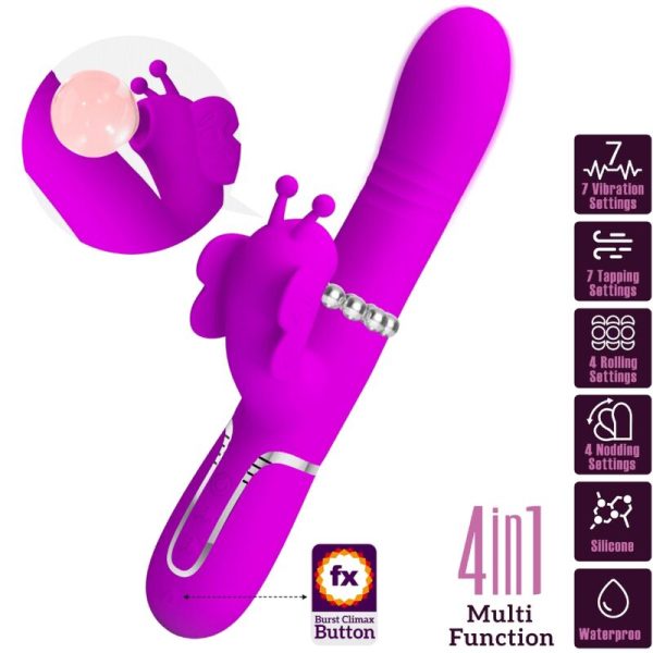 PRETTY LOVE - VIBRADOR COELHO MULTIFUNÇÕES 4 EM 1 BORBOLETE FÚCSIA - Imagen 10