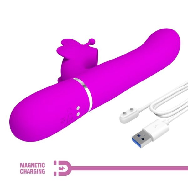 PRETTY LOVE - VIBRADOR COELHO MULTIFUNÇÕES 4 EM 1 BORBOLETE FÚCSIA - Imagen 9