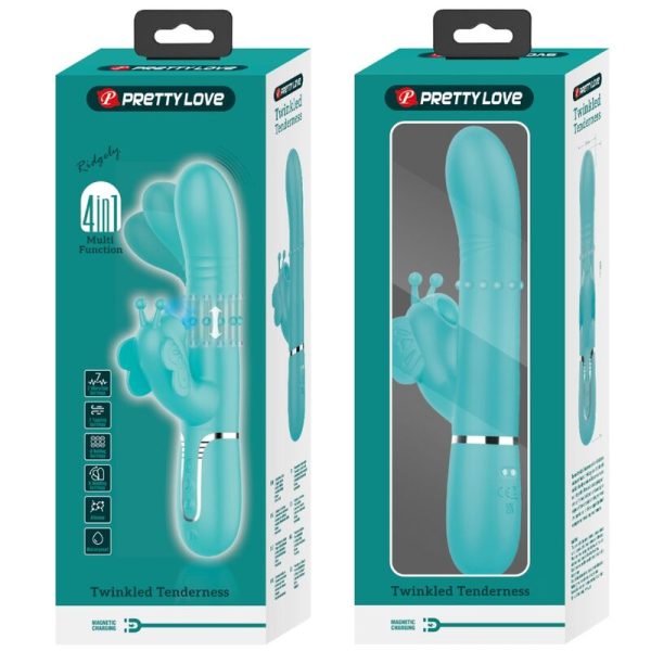 PRETTY LOVE - VIBRADOR COELHO MULTIFUNÇÕES 4 EM 1 BUTTERFLY AQUA VERDE - Imagen 11