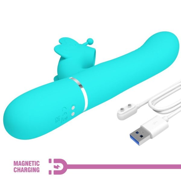 PRETTY LOVE - VIBRADOR COELHO MULTIFUNÇÕES 4 EM 1 BUTTERFLY AQUA VERDE - Imagen 9