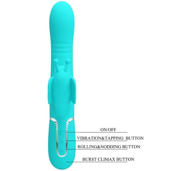 PRETTY LOVE - VIBRADOR COELHO MULTIFUNÇÕES 4 EM 1 BUTTERFLY AQUA VERDE - Imagen 8