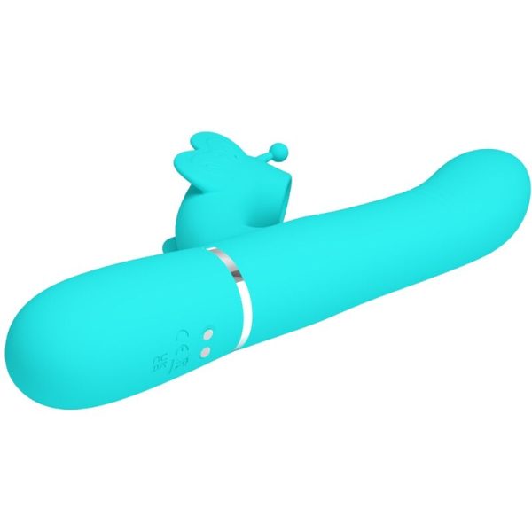 PRETTY LOVE - VIBRADOR COELHO MULTIFUNÇÕES 4 EM 1 BUTTERFLY AQUA VERDE - Imagen 4