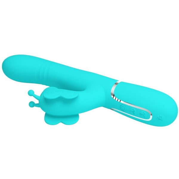 PRETTY LOVE - VIBRADOR COELHO MULTIFUNÇÕES 4 EM 1 BUTTERFLY AQUA VERDE - Imagen 6