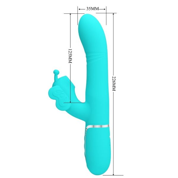 PRETTY LOVE - VIBRADOR COELHO MULTIFUNÇÕES 4 EM 1 BUTTERFLY AQUA VERDE - Imagen 7