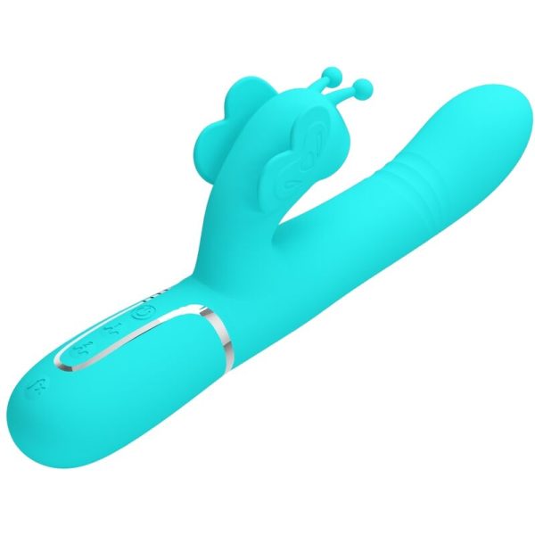 PRETTY LOVE - VIBRADOR COELHO MULTIFUNÇÕES 4 EM 1 BUTTERFLY AQUA VERDE - Imagen 3