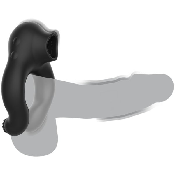 ARMONY - ANEL VIBRADOR DE SILICONE 3 MOTORES RECARREGÁVEIS PRETO - OURO - Imagen 4