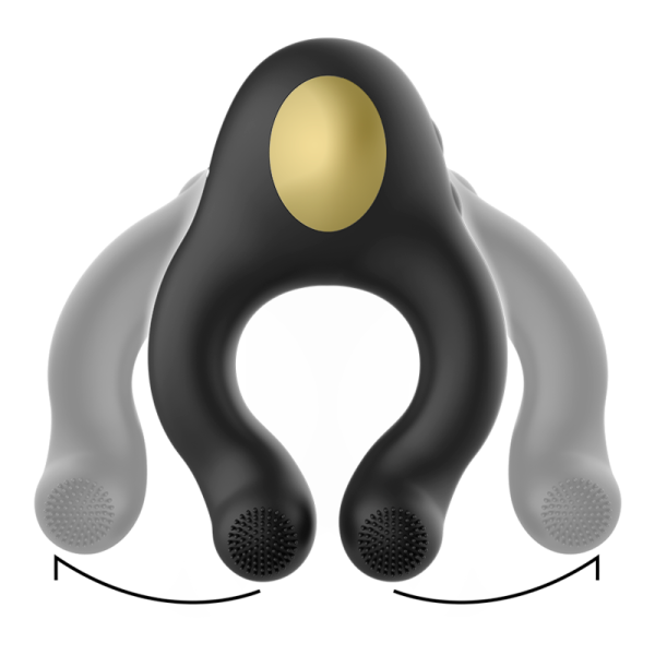 ARMONY - ANEL VIBRADOR DE SILICONE 3 MOTORES RECARREGÁVEIS PRETO - OURO - Imagen 3