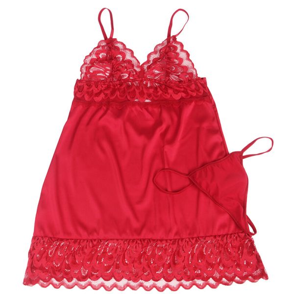 SUBBLIME - BABYDOLL DE CETIM COM RENDA VERMELHA - Imagen 6