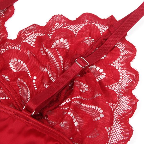 SUBBLIME - BABYDOLL DE CETIM COM RENDA VERMELHA - Imagen 9
