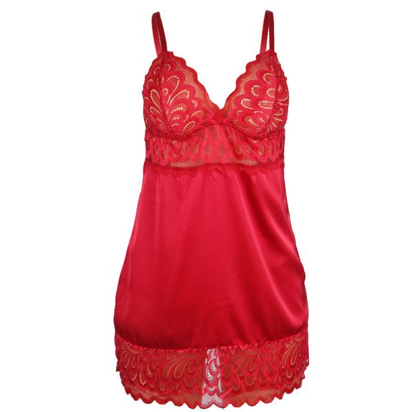 SUBBLIME - BABYDOLL DE CETIM COM RENDA VERMELHA - Imagen 4