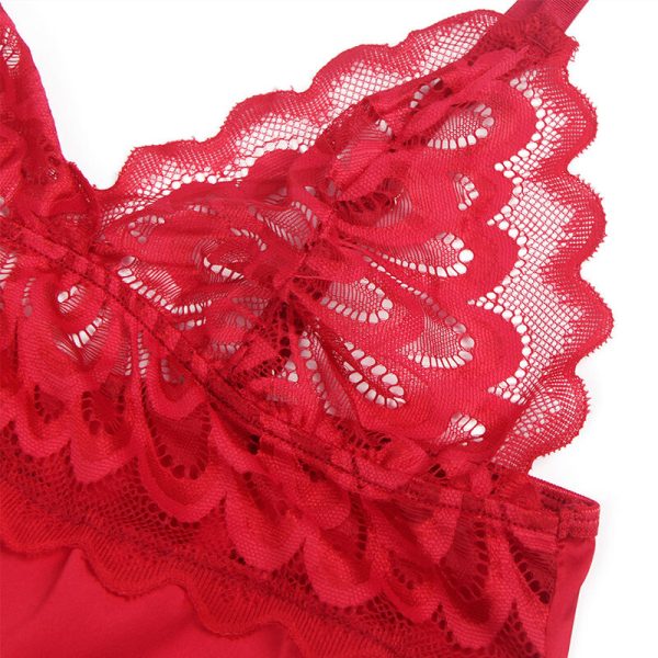 SUBBLIME - BABYDOLL DE CETIM COM RENDA VERMELHA - Imagen 8