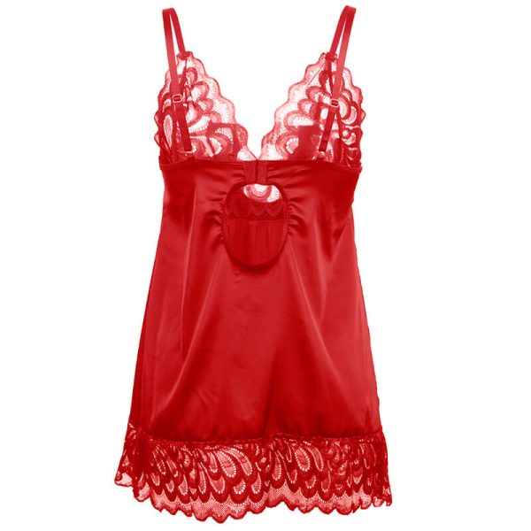 SUBBLIME - BABYDOLL DE CETIM COM RENDA VERMELHA - Imagen 5