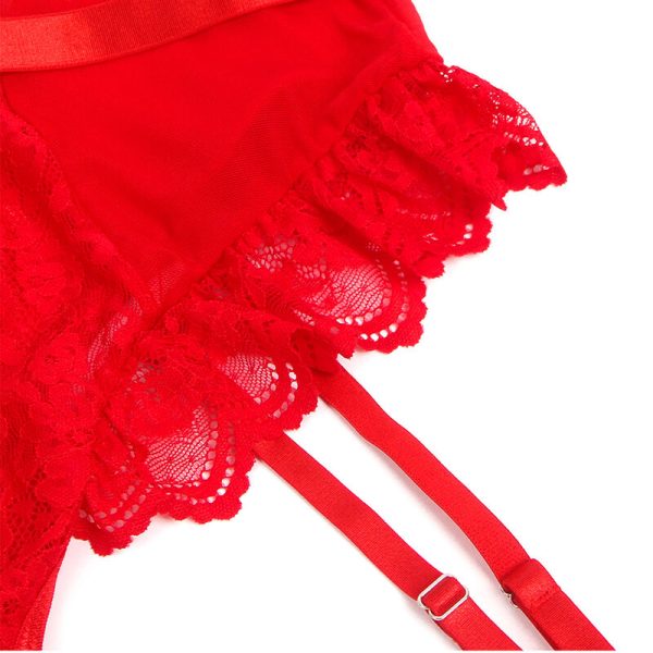 SUBBLIME - TEDDY COM LIGA COM DETALHE RENDA E TIRAS VERMELHA - Imagen 10