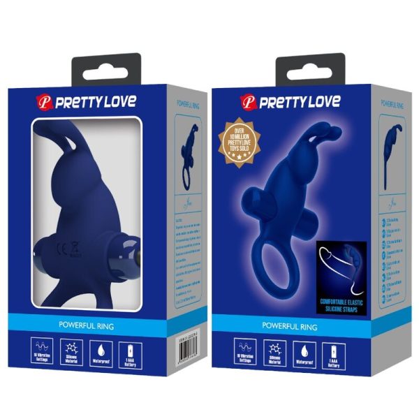 PRETTY LOVE - JIRO ANEL DE COELHO COM VIBRAO AZUL - Imagen 9