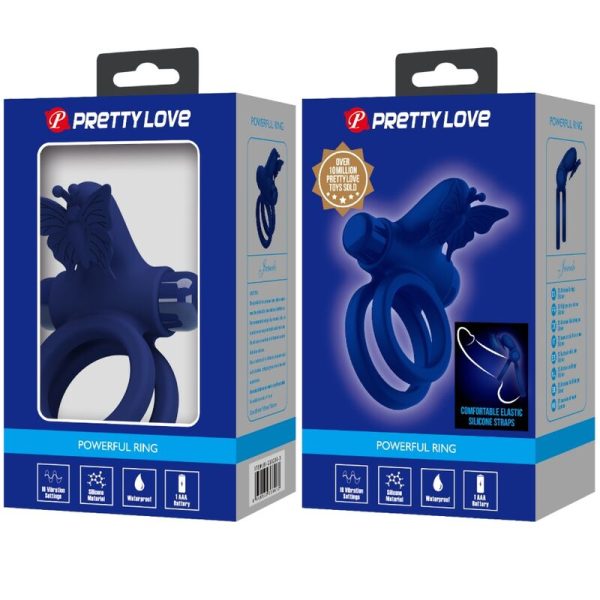 PRETTY LOVE - JAMELE ANEL DUPLO COM ESTIMULADOR DE VIBRAO E BORBOLETA AZUL - Imagen 10