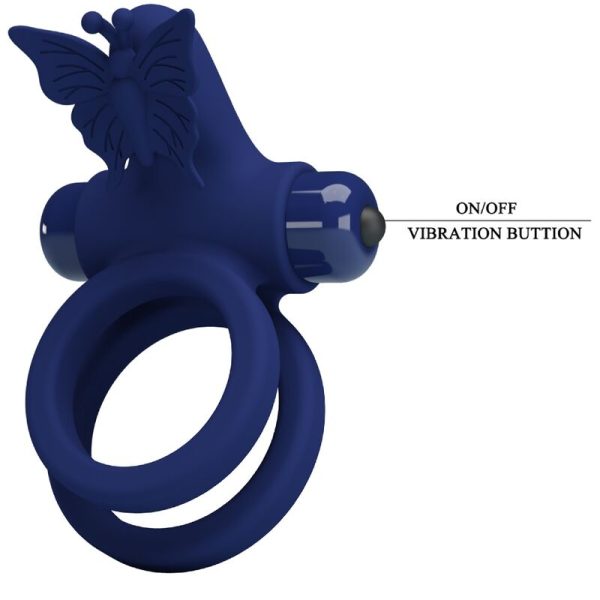 PRETTY LOVE - JAMELE ANEL DUPLO COM ESTIMULADOR DE VIBRAO E BORBOLETA AZUL - Imagen 8
