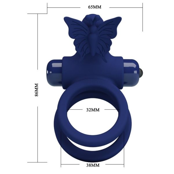PRETTY LOVE - JAMELE ANEL DUPLO COM ESTIMULADOR DE VIBRAO E BORBOLETA AZUL - Imagen 7
