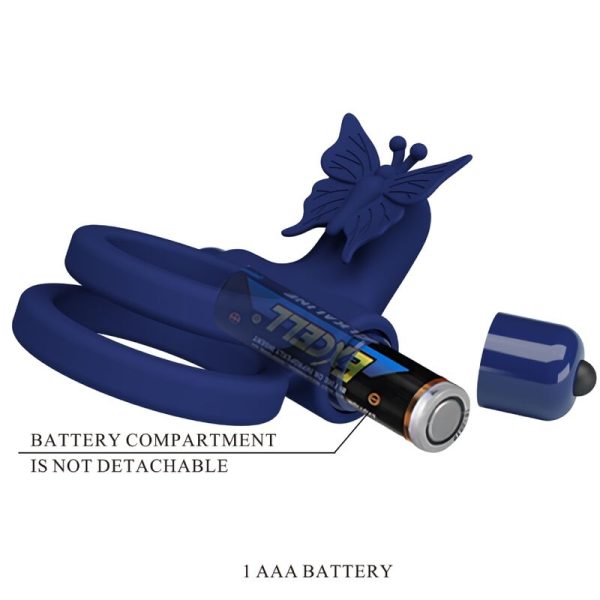 PRETTY LOVE - JAMELE ANEL DUPLO COM ESTIMULADOR DE VIBRAO E BORBOLETA AZUL - Imagen 9