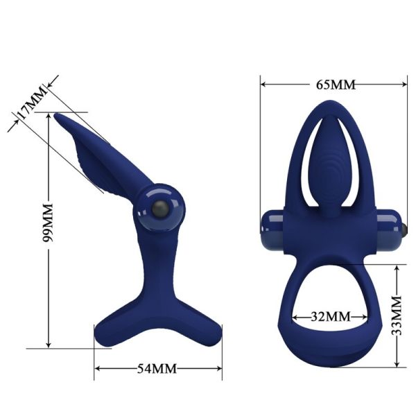 PRETTY LOVE - MAT ANEL DUPLO COM VIBRAO E ESTIMULADOR AZUL - Imagen 7