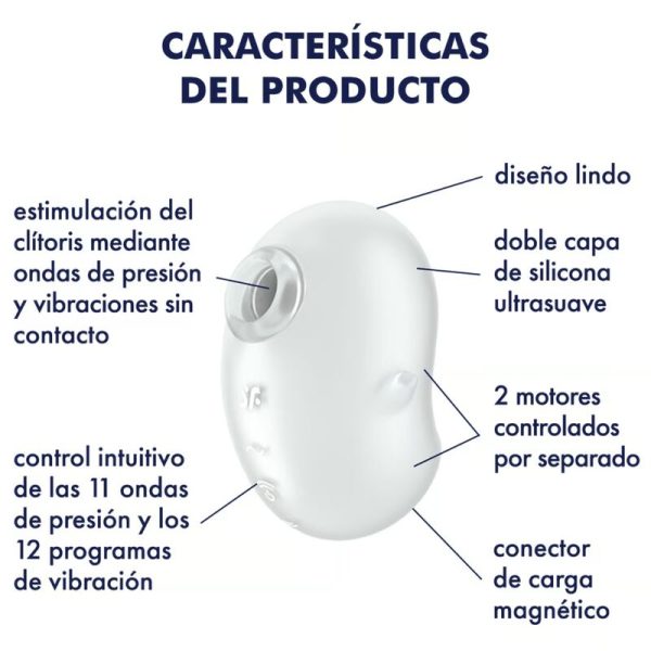 SATISFYER - VIBRADOR CUTIE GHOST LAY-ON BRANCO - Imagen 4