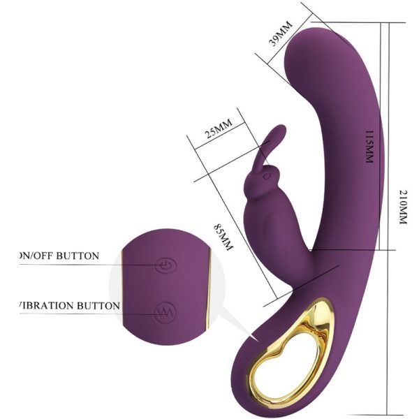 PRETTY LOVE - LIAM VIBRADOR RABBIT E ESTIMULADOR DO PONTO G ROXO - Imagen 3