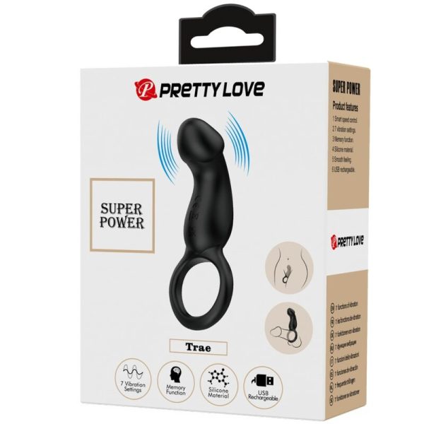PRETTY LOVE - TRAE ANEL VIBRATÃRIO COM ESTIMULADOR PRETO - Imagen 6