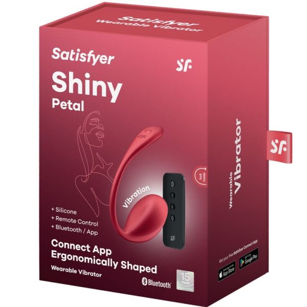 SATISFYER - SHINY PETAL ESTIMULADOR DE CONTROLE REMOTO G POINT VERMELHO APLICATIVO GRATUITO - Imagen 7