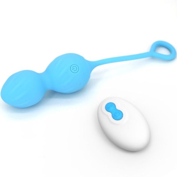 ARMONY - BLOSSOMS VAGINAL DUMBBELL VIBRAÃÃO CONTROLE REMOTO 10 VIBRAÃÃES AZUL - Imagen 2