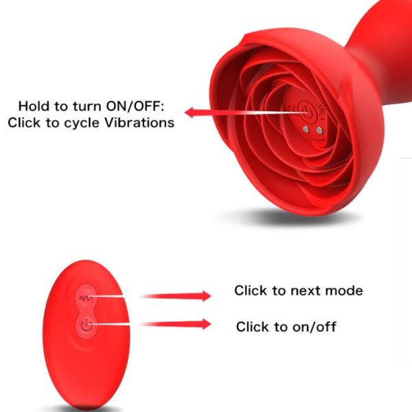 ARMONY -  EXTREME A BLOOM VIBRADOR ROSE E PLUG ANAL CONTROLE REMOTO VERMELHO - Imagen 2