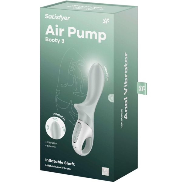 SATISFYER - AIR PUMP BOOTY 3 VIBRADOR ANAL INFLÃVEL GREYGREEN - Imagen 6