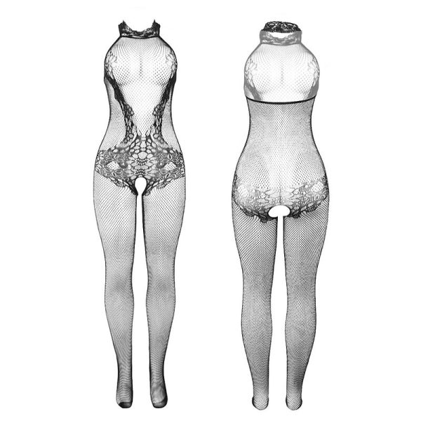 SUBBLIME - 951801 BODYSTOCKING SEM FUNDO DE REDE E RENDA COM GOLA ALTA PRETO TAMANHO ÃNICO - Imagen 4