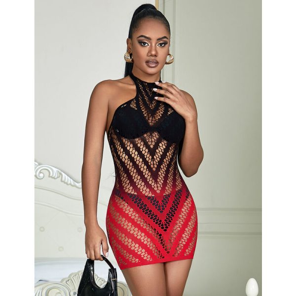 SUBBLIME - 952242 BODYSTOCKING REDE ELSTICA DEGRADADA VERMELHA E PRETA TAMANHO ÃNICO - Imagen 7
