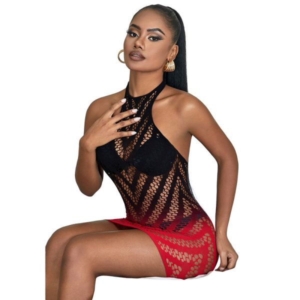 SUBBLIME - 952242 BODYSTOCKING REDE ELSTICA DEGRADADA VERMELHA E PRETA TAMANHO ÃNICO - Imagen 6