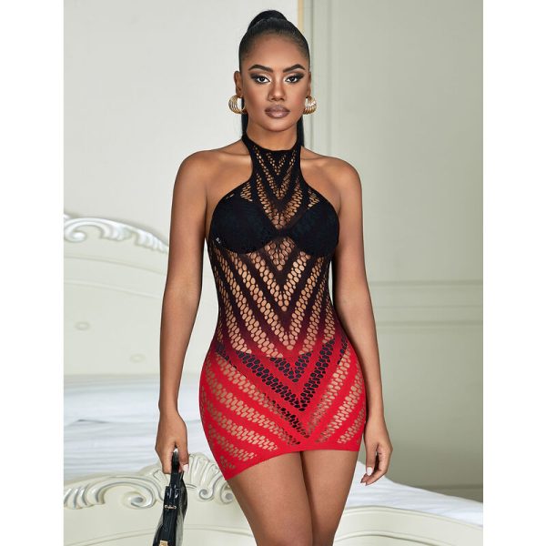 SUBBLIME - 952242 BODYSTOCKING REDE ELSTICA DEGRADADA VERMELHA E PRETA TAMANHO ÃNICO - Imagen 8