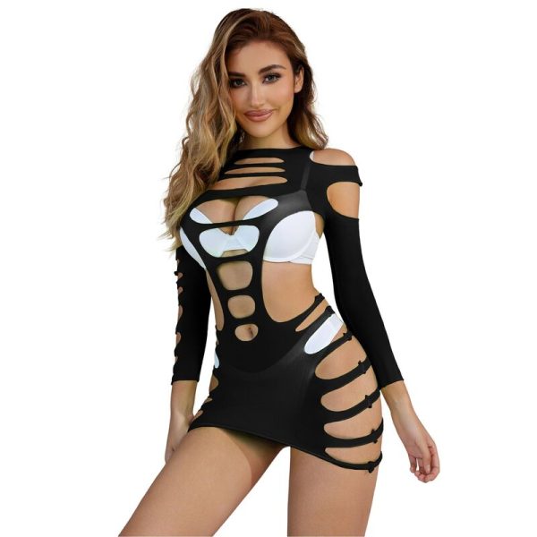 SUBBLIME - 952266 BODYSTOCKING MANGA LONGA COM REDE ELSTICA PRETO TAMANHO ÃNICO - Imagen 6