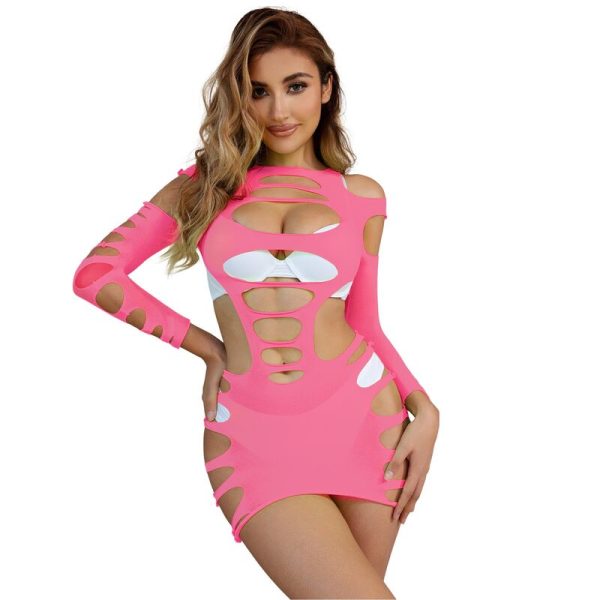 SUBBLIME - 952273 BODYSTOCKING MANGA LONGA COM REDE ELSTICA ROSA TAMANHO ÃNICO - Imagen 6