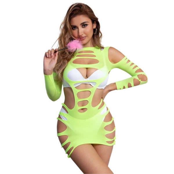 SUBBLIME - 952280 BODYSTOCKING VERDE MANGA LONGA COM REDE ELSTICA TAMANHO ÃNICO - Imagen 4