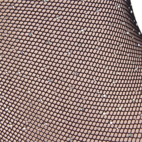 SUBBLIME - 952297 BODYSTOCKING DE REDE ARRASTADORA BRILHANTE COM OMBROS DE FORA MANGA LONGA PRETO TAMANHO ÃNICO - Imagen 4