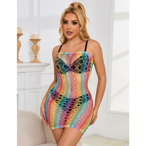 SUBBLIME - 952365 RAINBOW BARE SHOULDER FISHNET BODYSTOCKING TAMANHO ÃNICO - Imagen 8